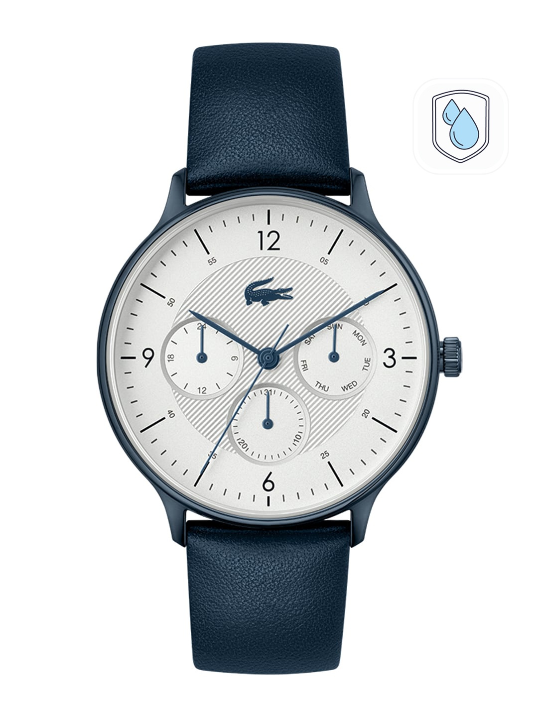 Lacoste Men White Brass Dial & Blue Leather Straps Analogue Multi Function Watch 2011140
Lacoste Men White Brass Dial & Blue Leather Straps Analogue Multi Function Watch 2011140