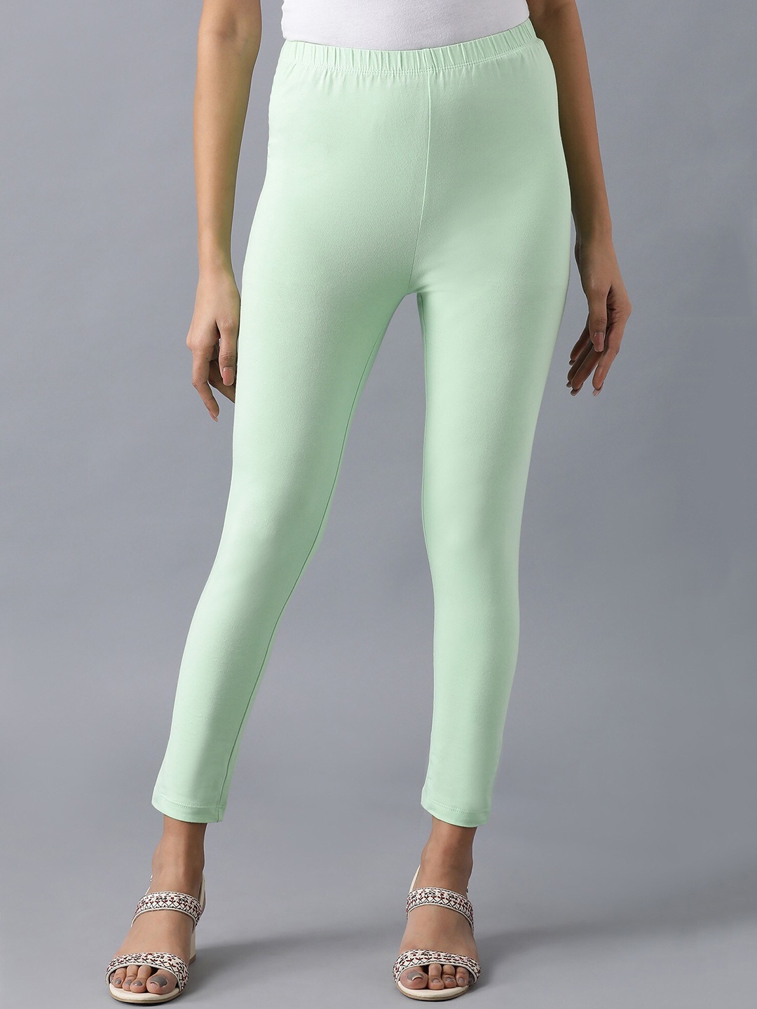 elleven Women Green Solid Ankle Length Leggings