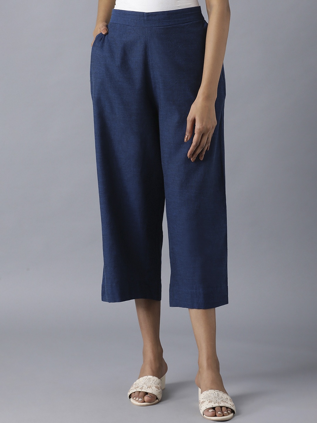 elleven Women Blue Solid Culottes Trousers