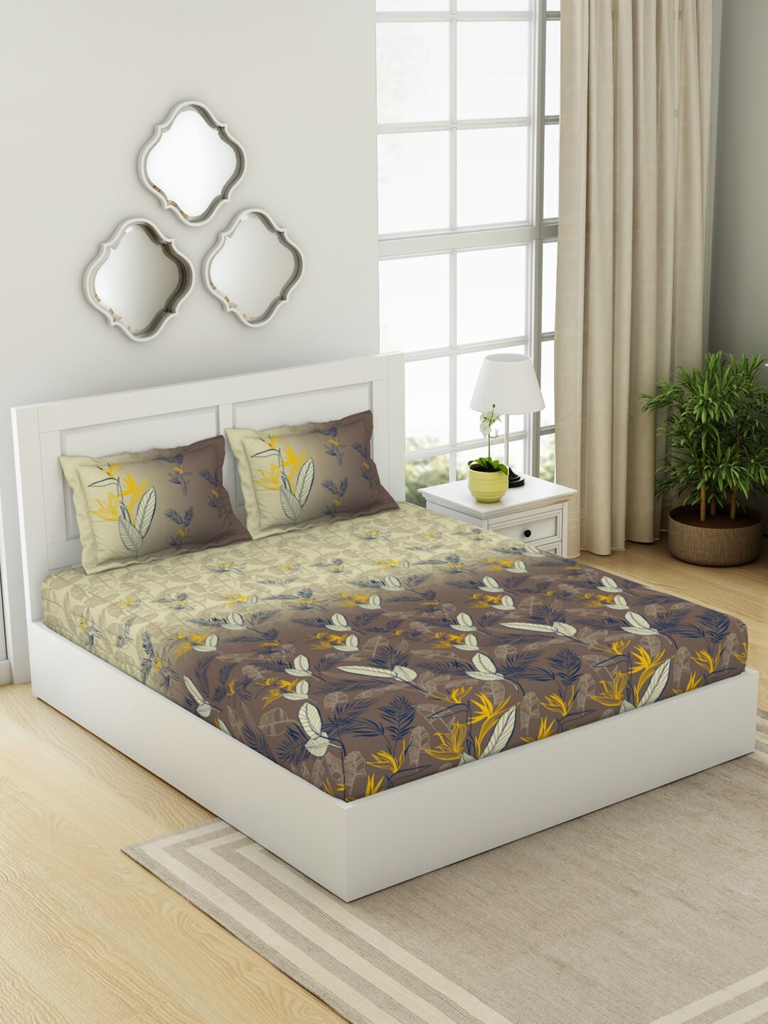 SPACES Yellow & Blue Floral Printed 210 TC Fitted Queen Bedsheet with 2 Pillow Covers
SPACES Yellow & Blue Floral Printed 210 TC Fitted Queen Bedsheet with 2 Pillow Covers