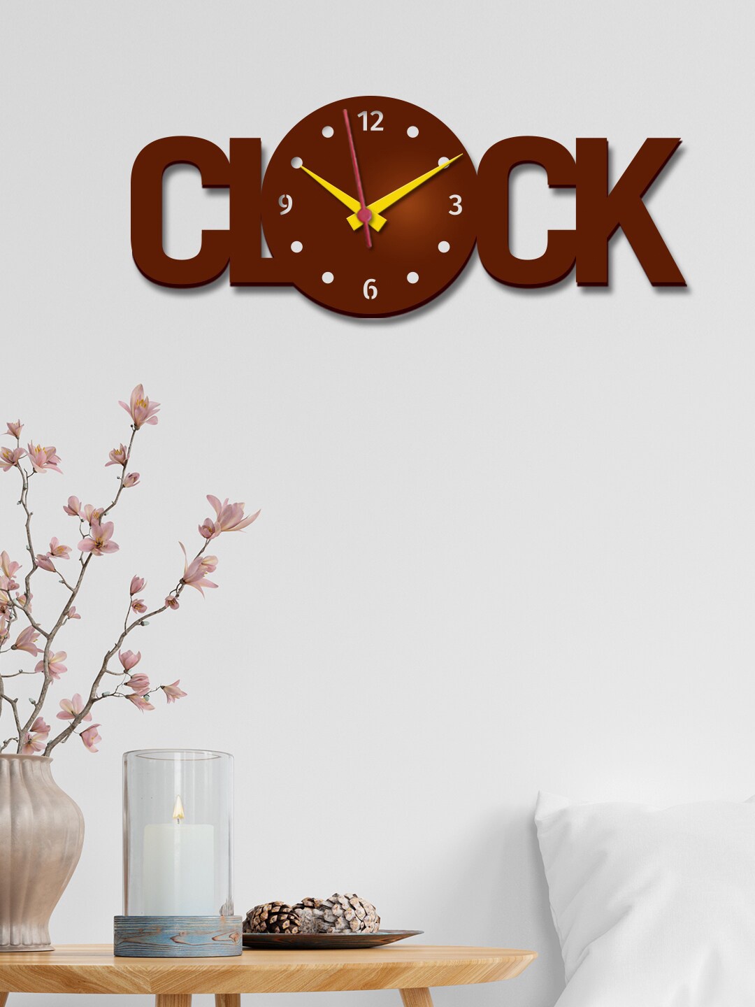 WALLMANTRA Brown Contemporary Wall Clock