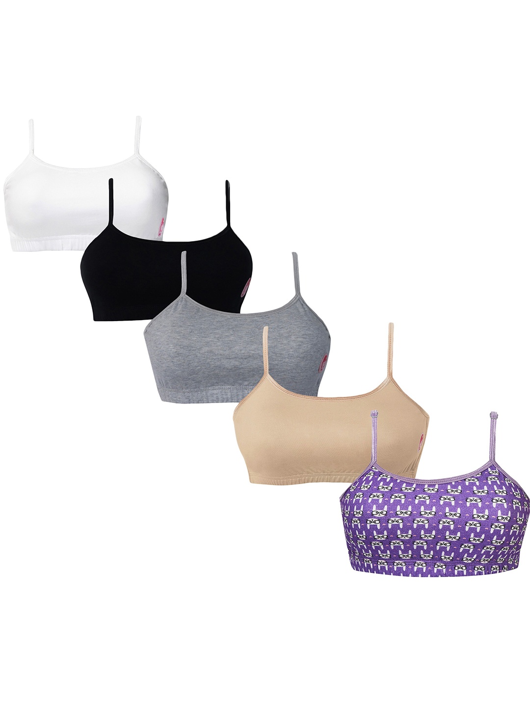 Girls Pack Of 5 Double Layer Premium Cotton Non-Wired Non Padded Beginners Bra DCBRSE7098/xxxs, Purple
Girls Pack Of 5 Double Layer Premium Cotton Non-Wired Non Padded Beginners Bra DCBRSE7098/xxxs, Purple