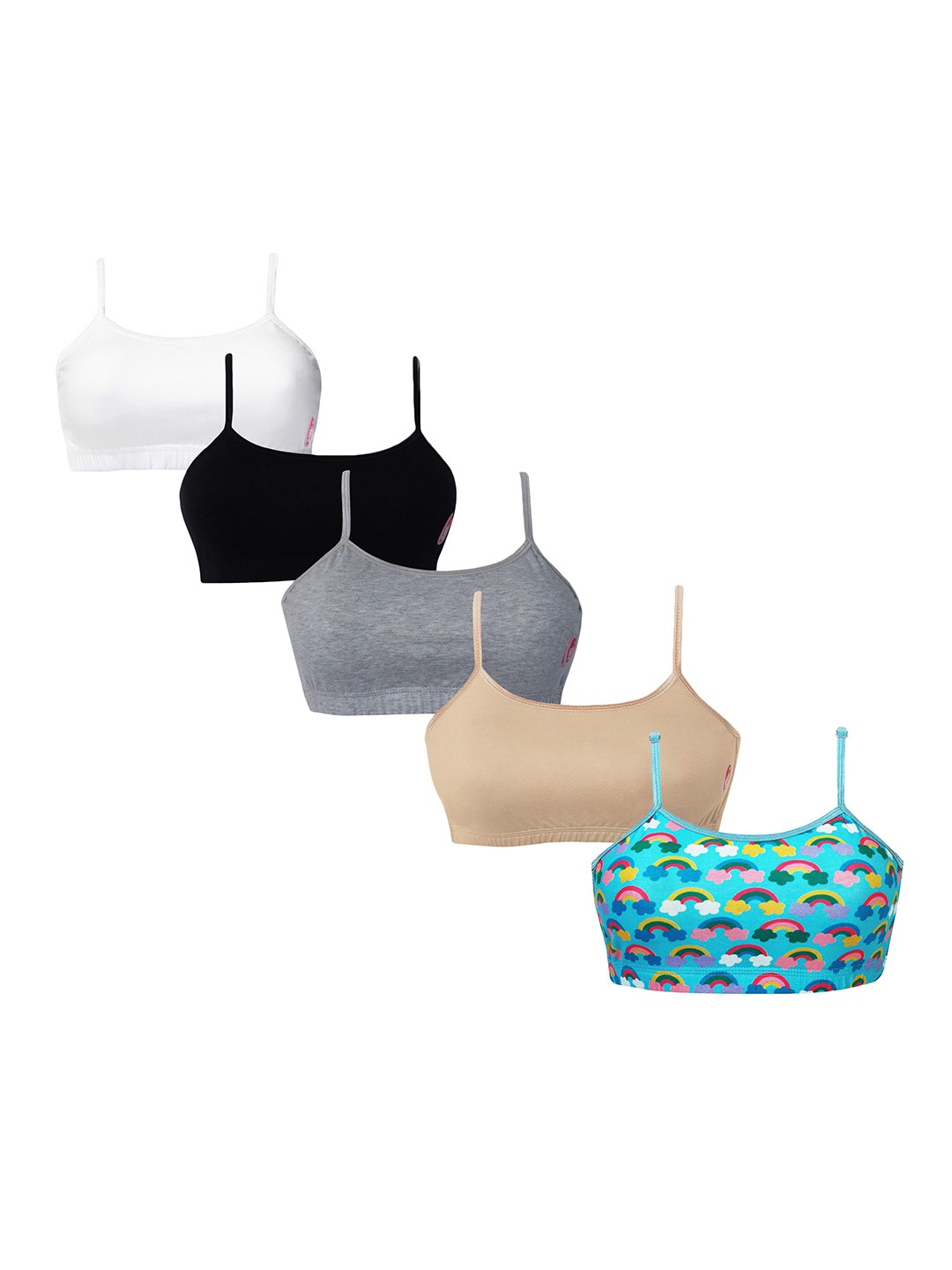 Girls Pack Of 5 Double Layer Premium Cotton Non-Wired Non Padded Beginners Bra DCBRSE7101/xxxs, Blue
Girls Pack Of 5 Double Layer Premium Cotton Non-Wired Non Padded Beginners Bra DCBRSE7101/xxxs, Blue
