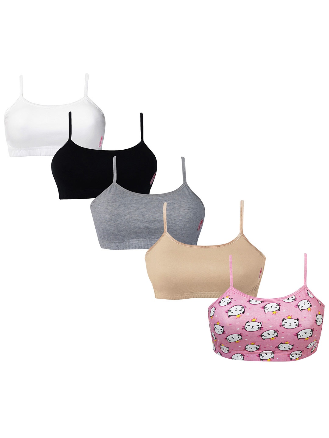 Girls Pack Of 5 Double Layer Premium Cotton Non-Wired Non Padded Beginners Bra DCBRSE7095/xxxs, Pink
Girls Pack Of 5 Double Layer Premium Cotton Non-Wired Non Padded Beginners Bra DCBRSE7095/xxxs, Pink