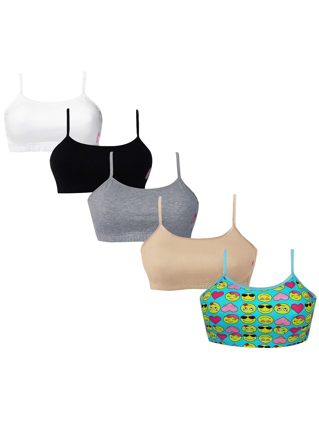 Girls Pack Of 5 Double Layer Premium Cotton Non-Wired Non Padded Beginners Bra DCBRSE7104/xxxs, Multi
Girls Pack Of 5 Double Layer Premium Cotton Non-Wired Non Padded Beginners Bra DCBRSE7104/xxxs, Multi