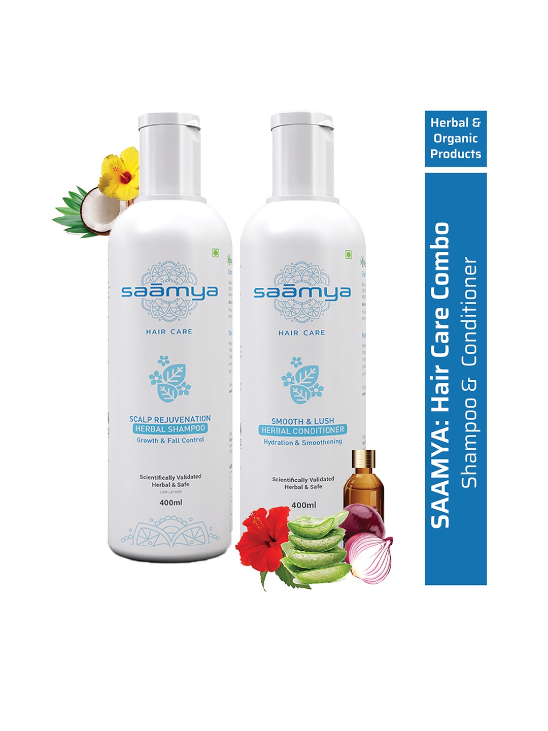Saamya Set of 2 Herbal Scalp Rejuvenation Shampoo & Smooth & Lush Herbal Conditioner, White
Saamya Set of 2 Herbal Scalp Rejuvenation Shampoo & Smooth & Lush Herbal Conditioner, White