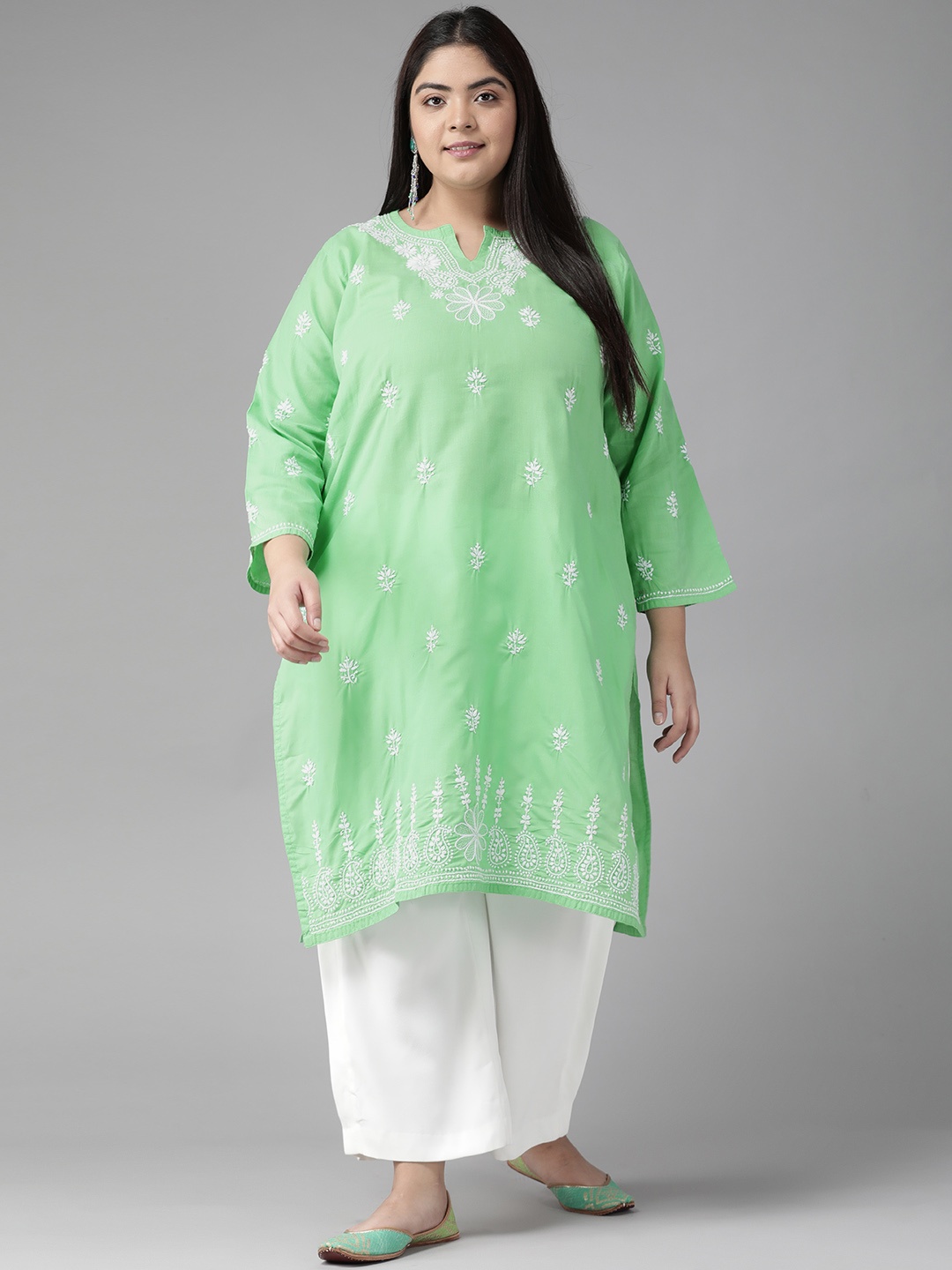 ADA Women Green & White Ethnic Motifs Embroidered Chikankari Handloom Handloom Kurta
ADA Women Green & White Ethnic Motifs Embroidered Chikankari Handloom Handloom Kurta