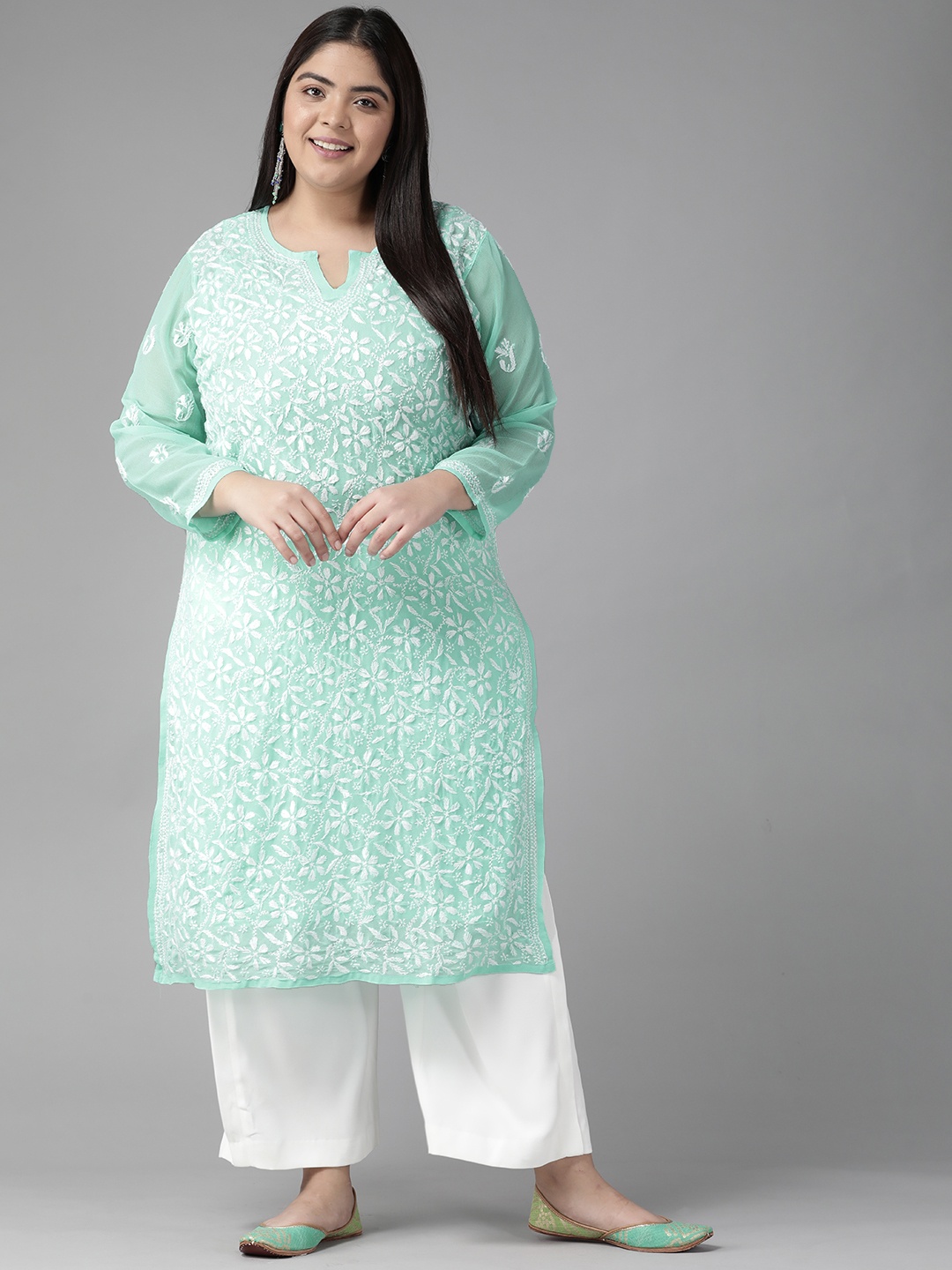 ADA Women Sea Green Ethnic Motifs Embroidered Handloom Georgette Handloom Kurta With Matching Slip
ADA Women Sea Green Ethnic Motifs Embroidered Handloom Georgette Handloom Kurta With Matching Slip