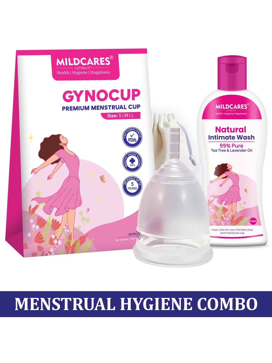 GYNOCUP Premium Reusable Menstrual Cup Large Size With Menstrual Cup Cleanser Wash 100ml, Pink
GYNOCUP Premium Reusable Menstrual Cup Large Size With Menstrual Cup Cleanser Wash 100ml, Pink