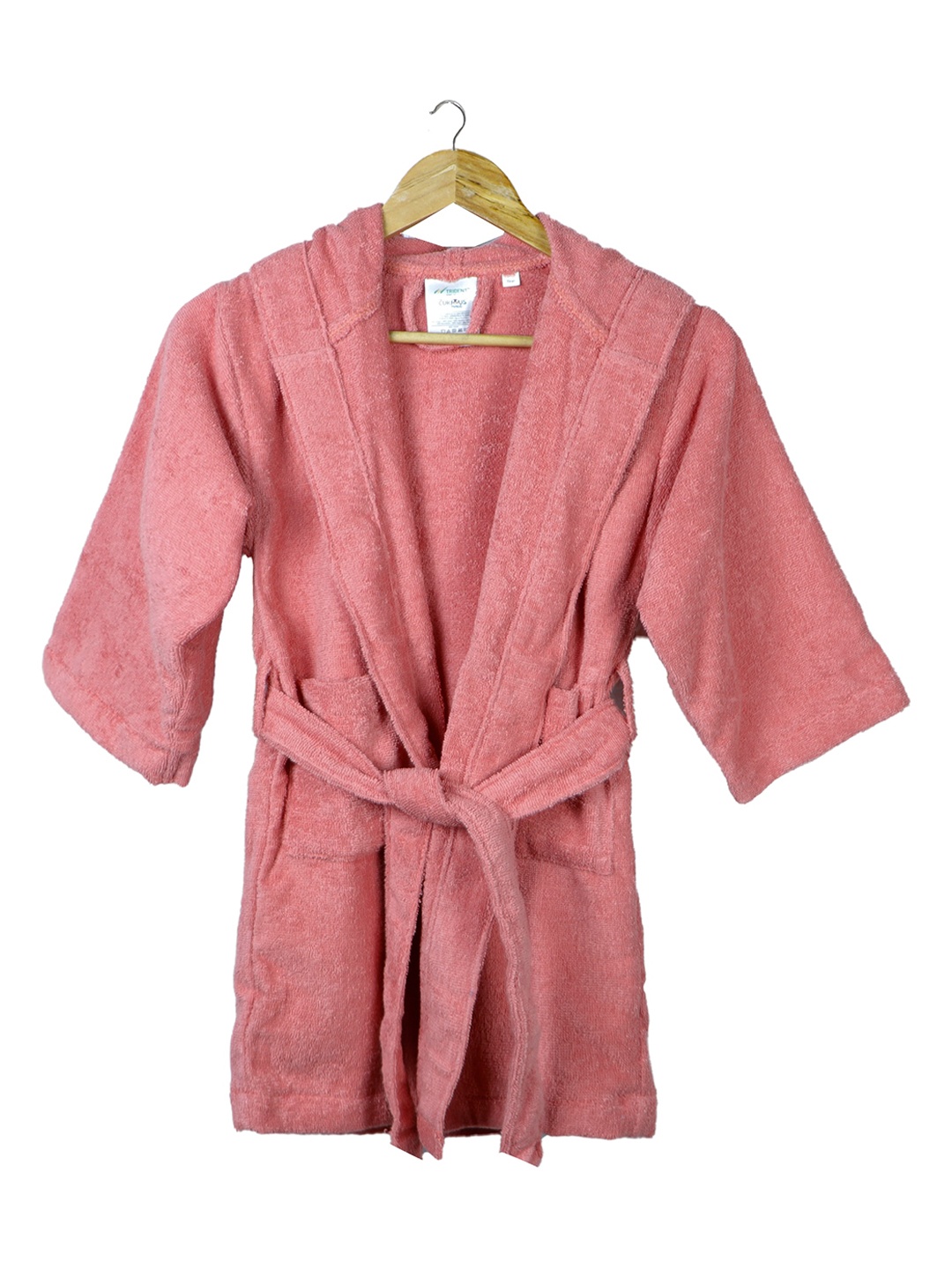 Trident Kids Coral-Coloured Solid Bath Robe