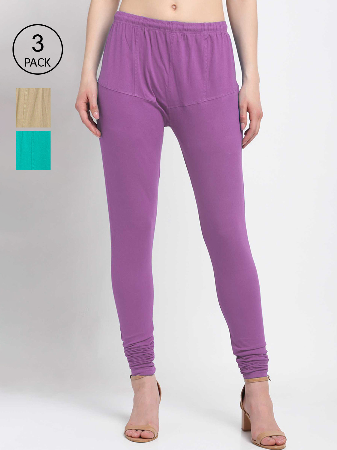 KLOTTHE Women Pack of 3 Solid Cotton Churidar-Length Leggings, Purple
KLOTTHE Women Pack of 3 Solid Cotton Churidar-Length Leggings, Purple
