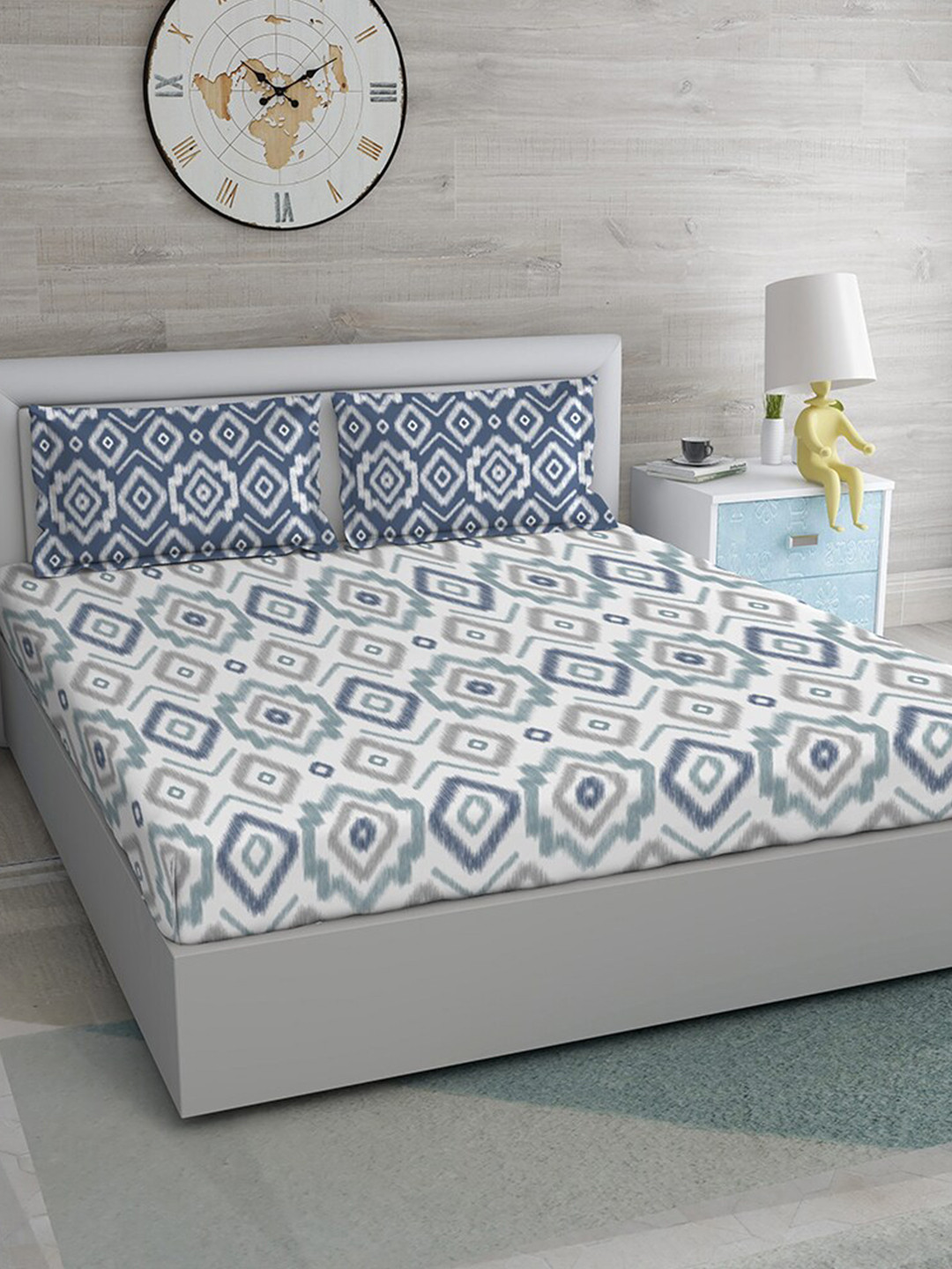 Duroflex Blue & White Printed 104 TC Queen Pure Cotton Bedsheet with 2 Pillow Covers
Duroflex Blue & White Printed 104 TC Queen Pure Cotton Bedsheet with 2 Pillow Covers