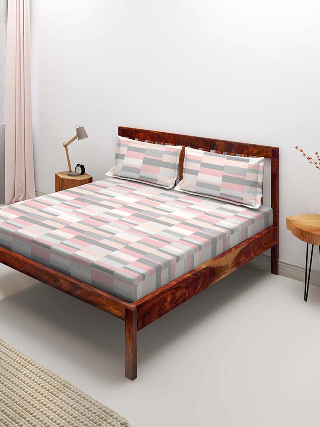 Duroflex Pink & Beige Geometric Pure Cotton 104 TC Single Bedsheet With 1 Pillow Covers
Duroflex Pink & Beige Geometric Pure Cotton 104 TC Single Bedsheet With 1 Pillow Covers