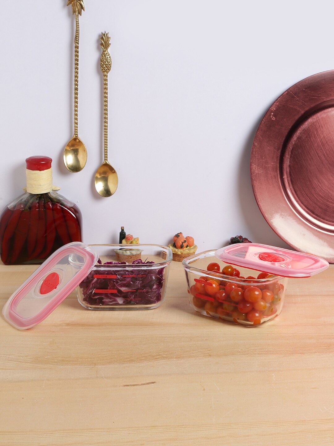 Decor Set Of 2 Transparent & Red Borosilicate Glass Multipurpose Food Storage
Decor Set Of 2 Transparent & Red Borosilicate Glass Multipurpose Food Storage