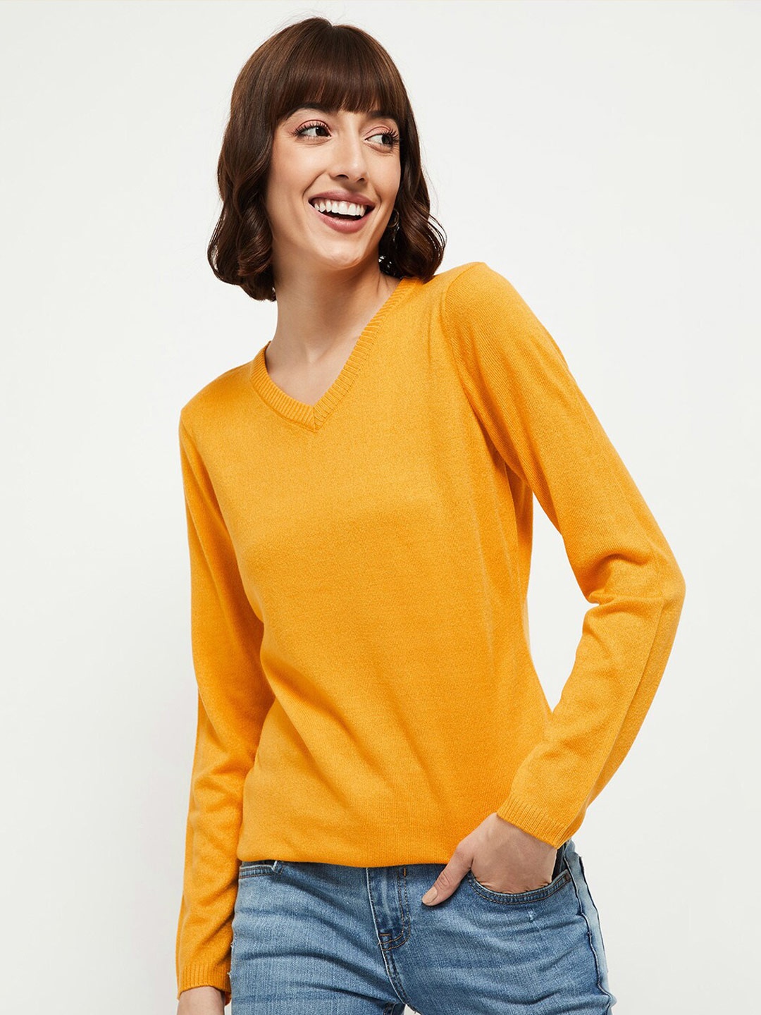 max Women Yellow Pullover