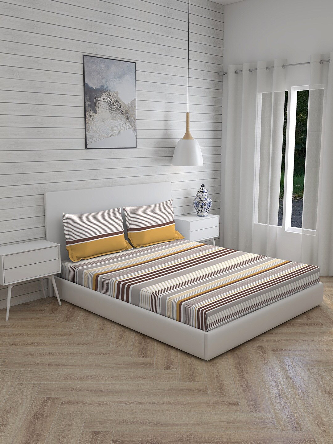 Boutique Living India Yellow & White Striped 120 TC Queen Bedsheet with 2 Pillow Covers
Boutique Living India Yellow & White Striped 120 TC Queen Bedsheet with 2 Pillow Covers