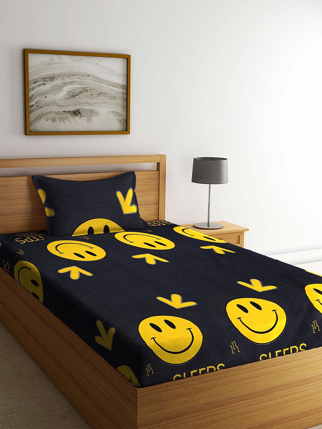 KLOTTHE Black & Yellow Cartoon Characters 210 TC Single Bedsheet with 1 Pillow Cover
KLOTTHE Black & Yellow Cartoon Characters 210 TC Single Bedsheet with 1 Pillow Cover