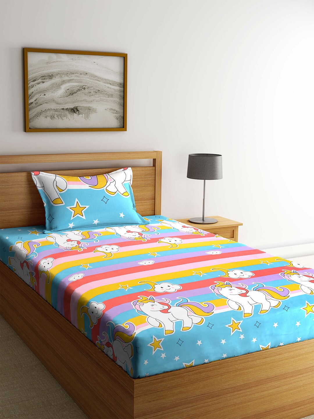 KLOTTHE Turquoise Blue & Yellow Cartoon Characters 210 TC Single Bedsheet with 1 Pillow Covers
KLOTTHE Turquoise Blue & Yellow Cartoon Characters 210 TC Single Bedsheet with 1 Pillow Covers