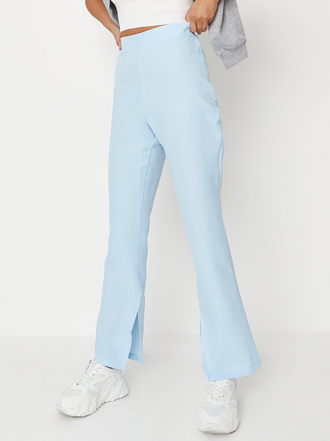 Missguided Women Blue Solid Slim Fit High-Rise Parallel Trousers with Split Hem
Missguided Women Blue Solid Slim Fit High-Rise Parallel Trousers with Split Hem