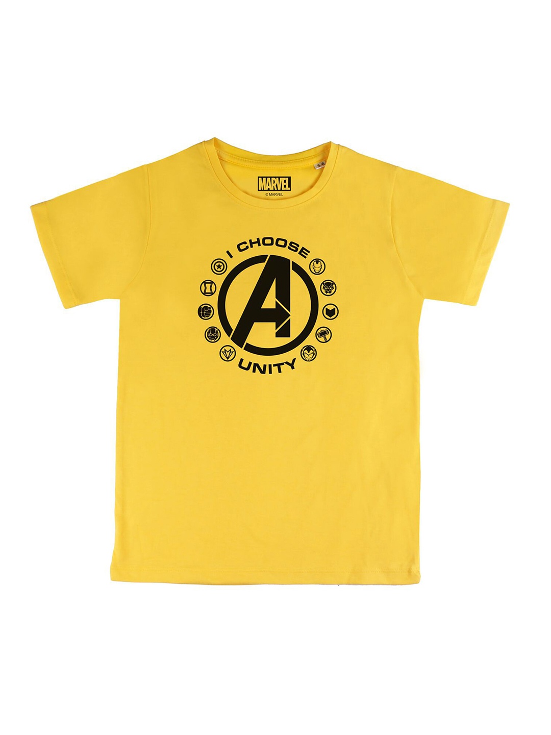 Marvel by Wear Your Mind Boys Yellow Printed Pure Cotton T-shirt