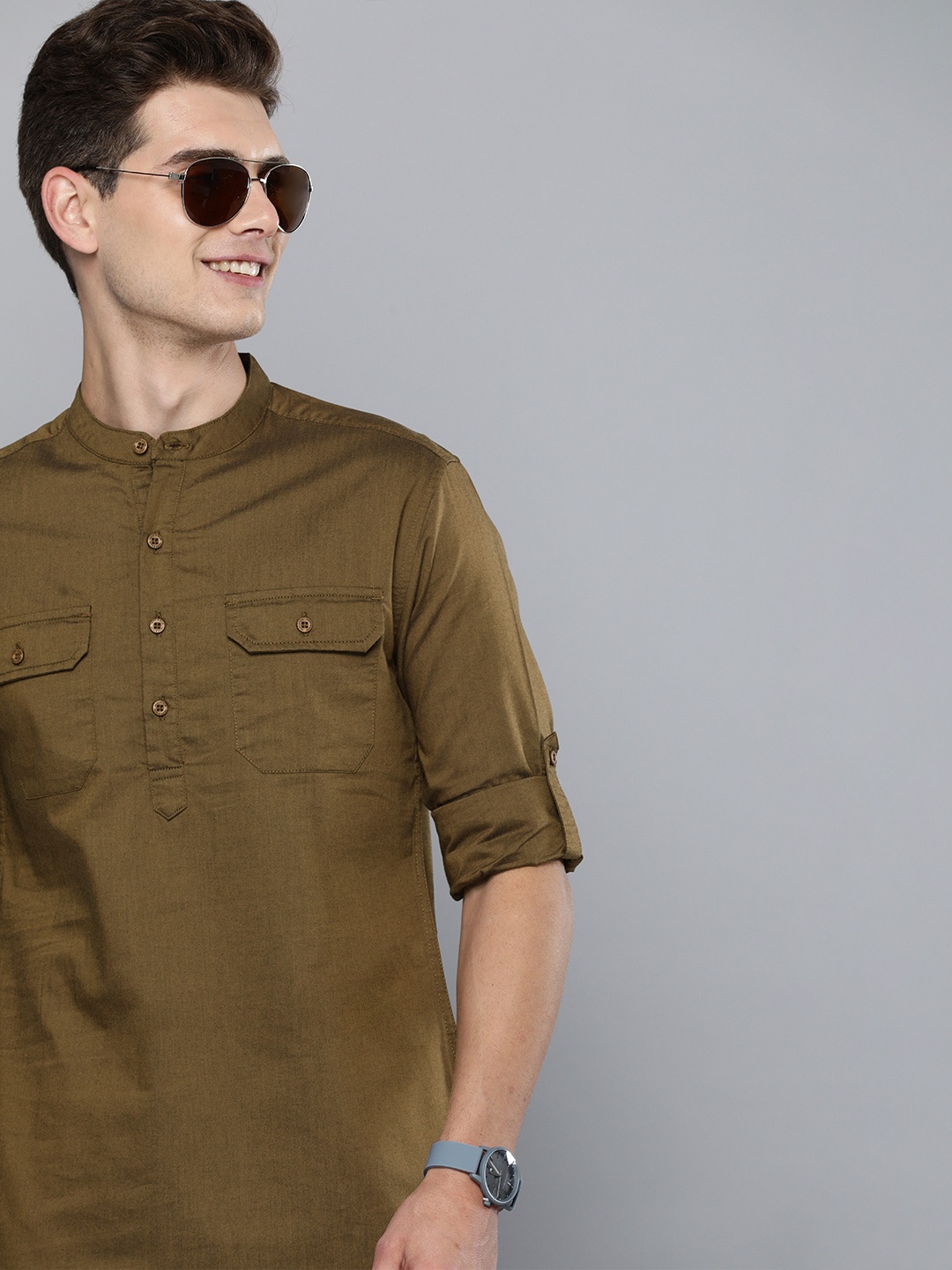 HERE&NOW Men Brown Slim Fit Solid Casual Shirt