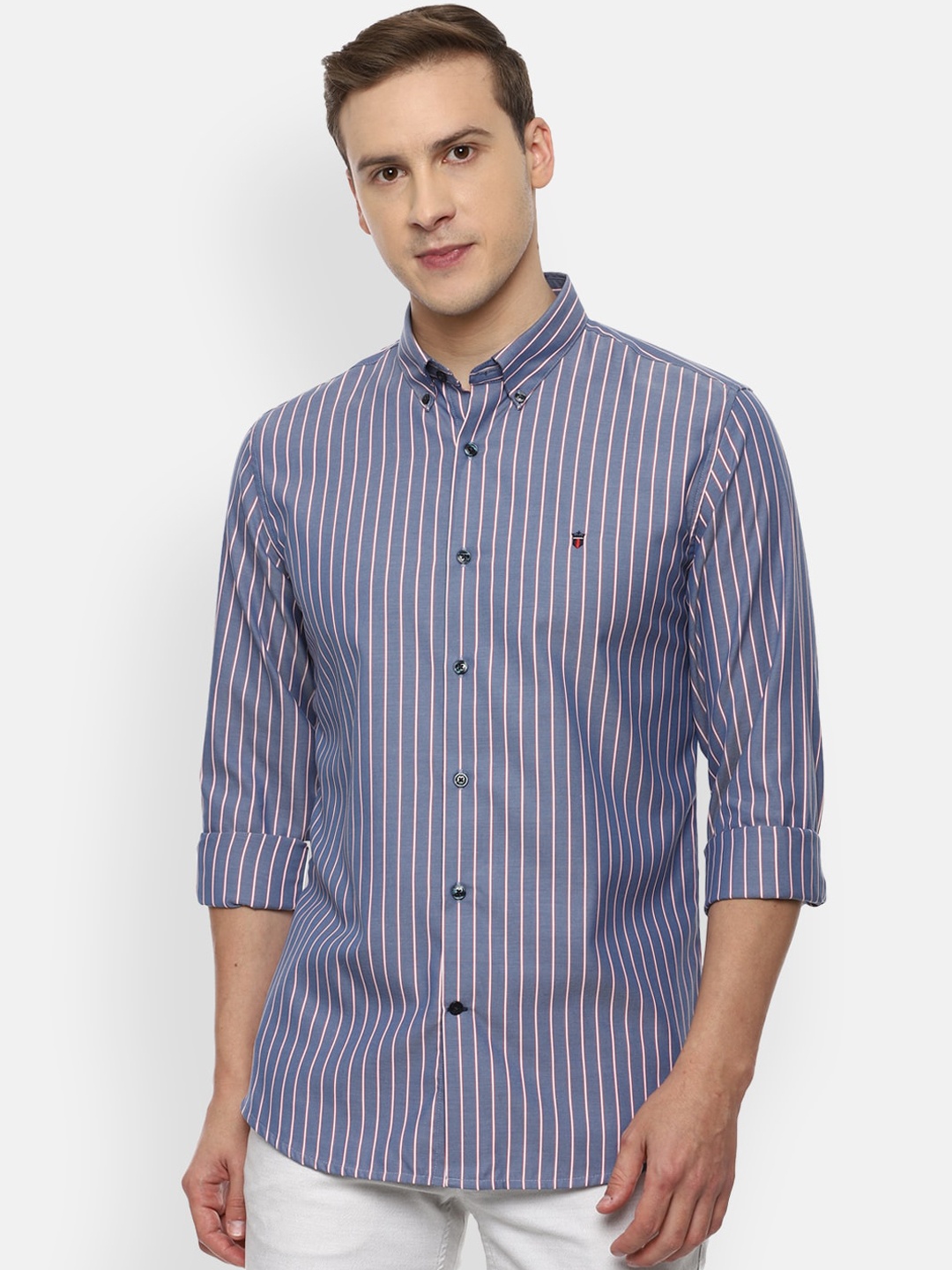Louis Philippe Sport Men Blue & White Slim Fit Opaque Striped Pure Cotton Casual Shirt
Louis Philippe Sport Men Blue & White Slim Fit Opaque Striped Pure Cotton Casual Shirt
