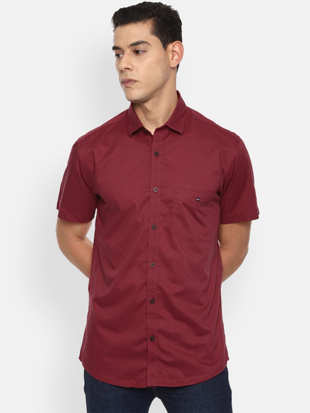 Louis Philippe Sport Men Maroon Slim Fit Opaque Casual Shirt