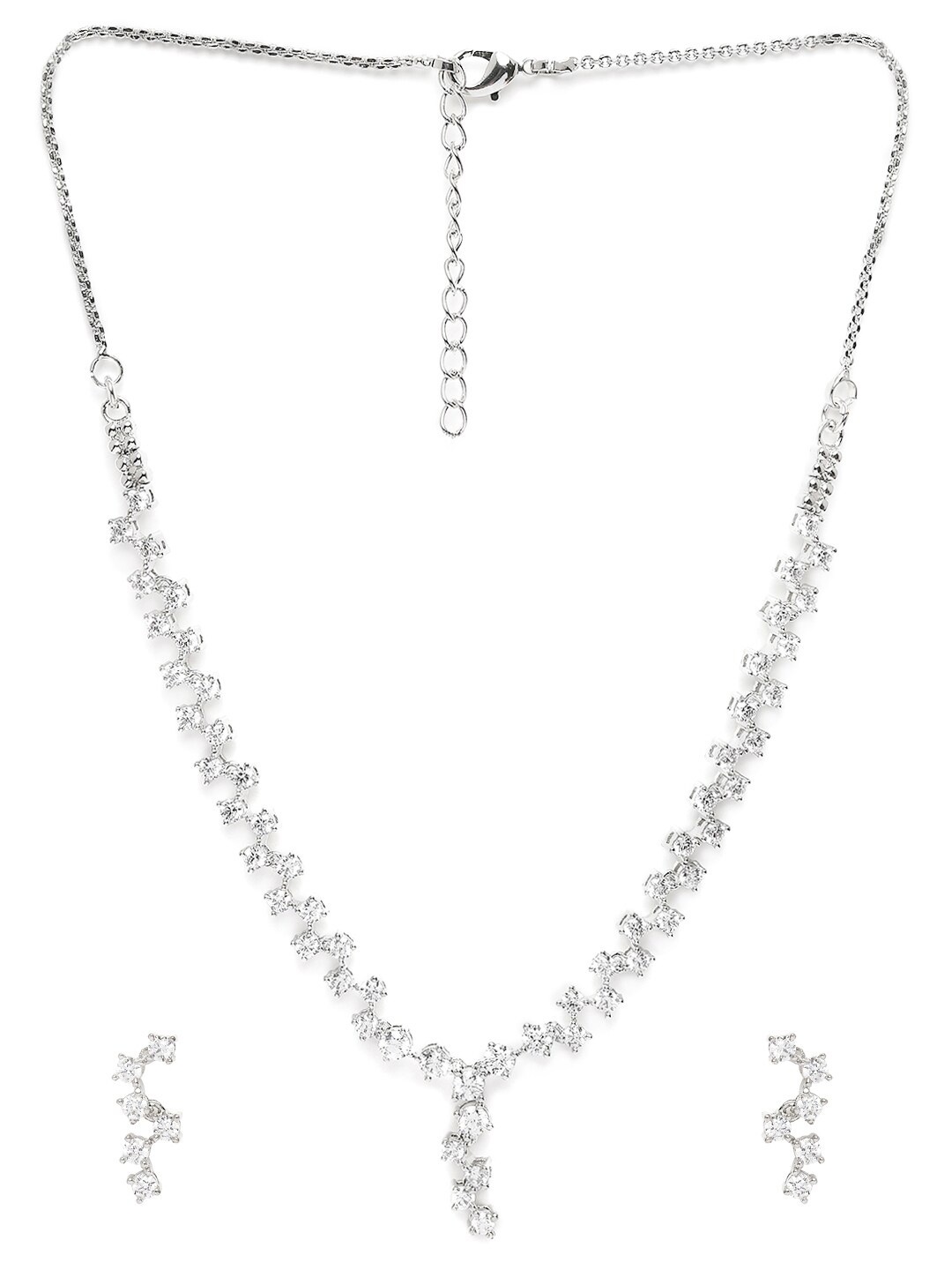 Mahi Silver-Toned & White Rhodium-Plated Swarovski Crystal Trendy Promise Necklace Set
Mahi Silver-Toned & White Rhodium-Plated Swarovski Crystal Trendy Promise Necklace Set