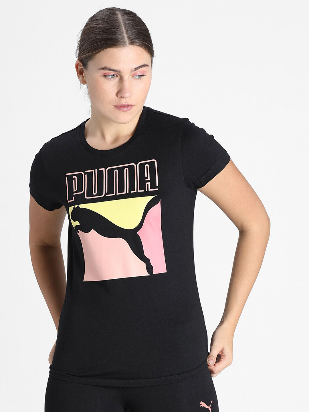 Puma Women Black Printed Cotton T-shirt
Puma Women Black Printed Cotton T-shirt