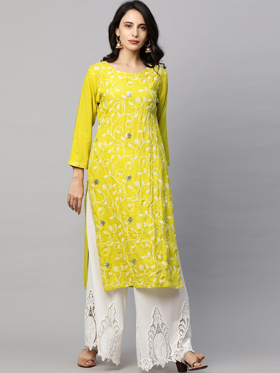 FASHOR Women Lime Green & White Ethnic Motifs Embroidered Cold-Shoulder Sleeves Kurta
FASHOR Women Lime Green & White Ethnic Motifs Embroidered Cold-Shoulder Sleeves Kurta