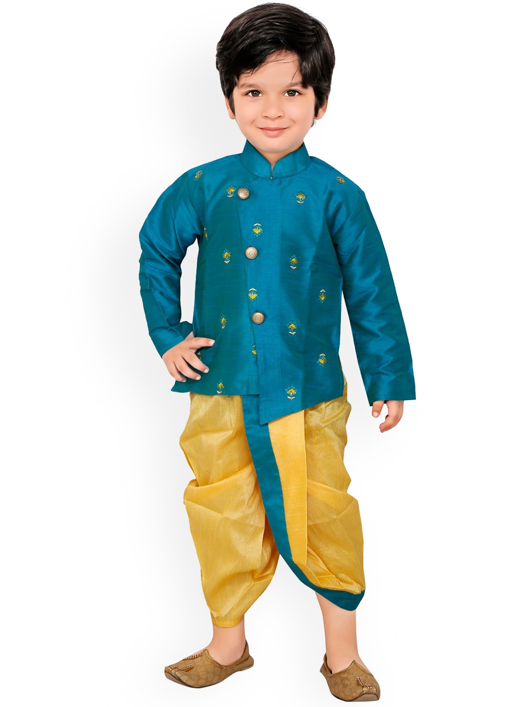 Ridokidz Boys Turquoise Blue Ethnic Motifs Embroidered Angrakha Kurti with Dhoti Pants
Ridokidz Boys Turquoise Blue Ethnic Motifs Embroidered Angrakha Kurti with Dhoti Pants