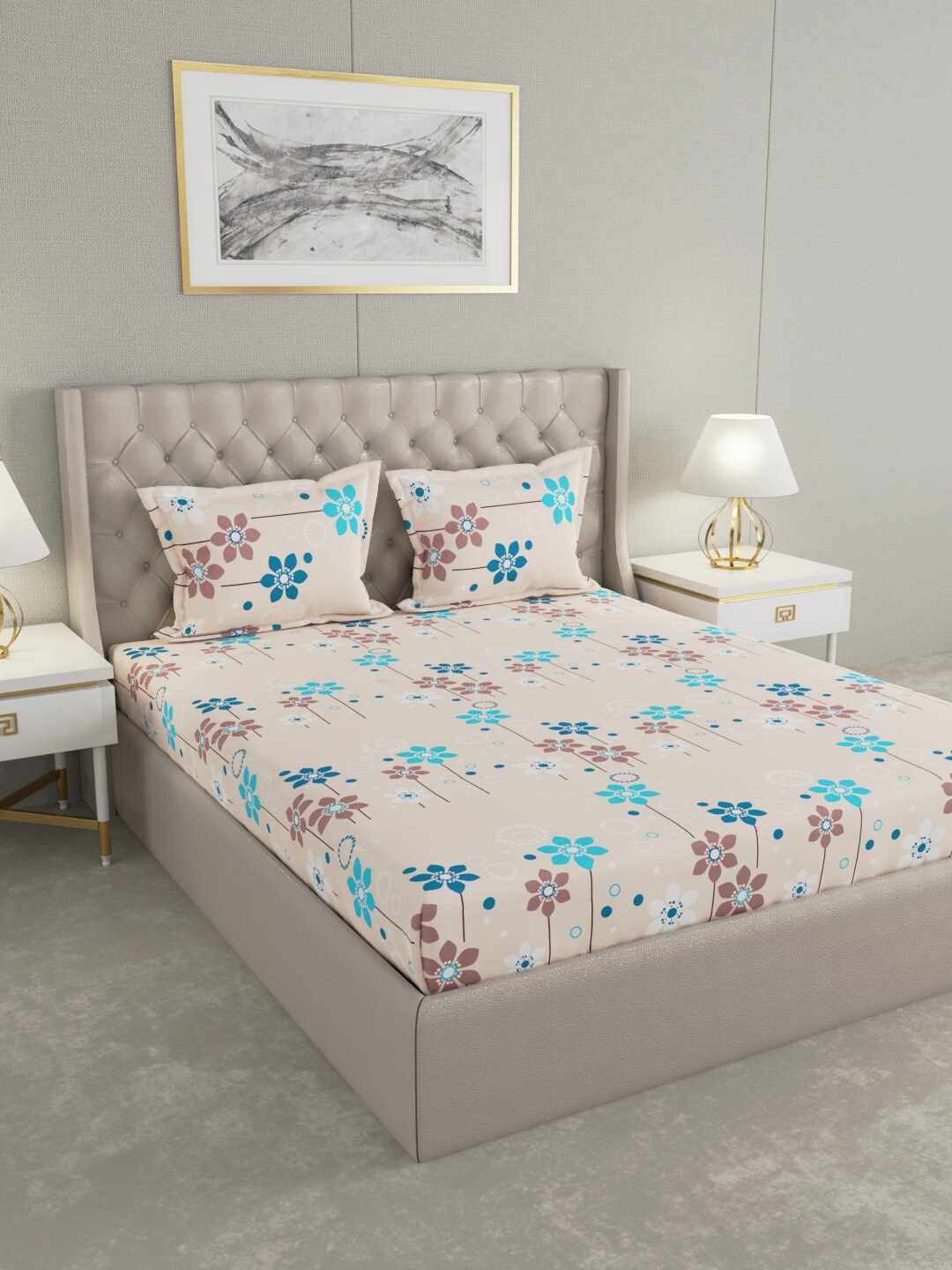 Raymond Home Peach-Coloured & Green Floral 104 TC Queen Bedsheet with 2 Pillow Covers
Raymond Home Peach-Coloured & Green Floral 104 TC Queen Bedsheet with 2 Pillow Covers