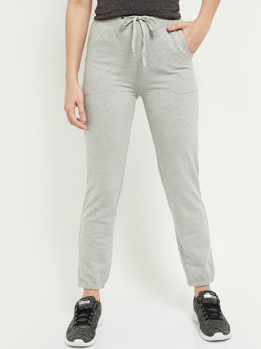 max Women Grey Melange Solid Pure Cotton Slim-Fit Track Pants 
max Women Grey Melange Solid Pure Cotton Slim-Fit Track Pants