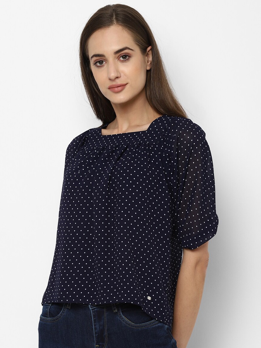 Allen Solly Woman Navy Blue Regular Top