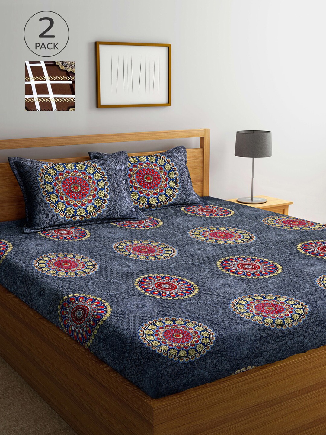 Arrabi Multicoloured Ethnic Motifs 300 TC 2 King Bedsheet with 4 Pillow Covers, Multi
Arrabi Multicoloured Ethnic Motifs 300 TC 2 King Bedsheet with 4 Pillow Covers, Multi