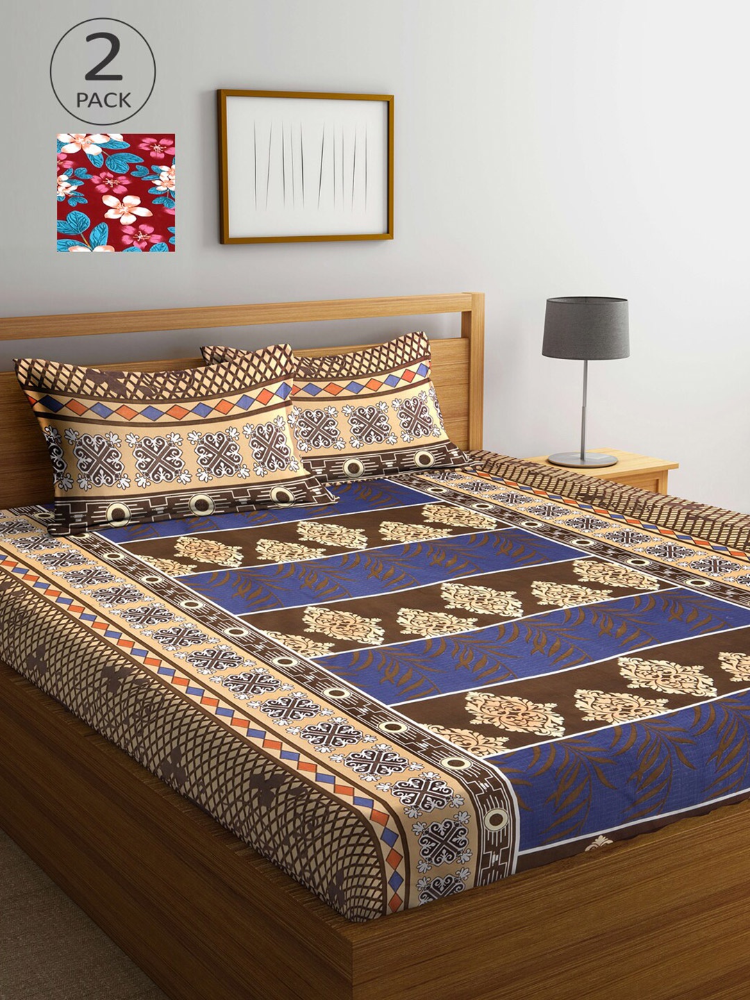 Arrabi Multicoloured Ethnic Motifs 300 TC 2 King Bedsheet with 4 Pillow Covers, Multi
Arrabi Multicoloured Ethnic Motifs 300 TC 2 King Bedsheet with 4 Pillow Covers, Multi