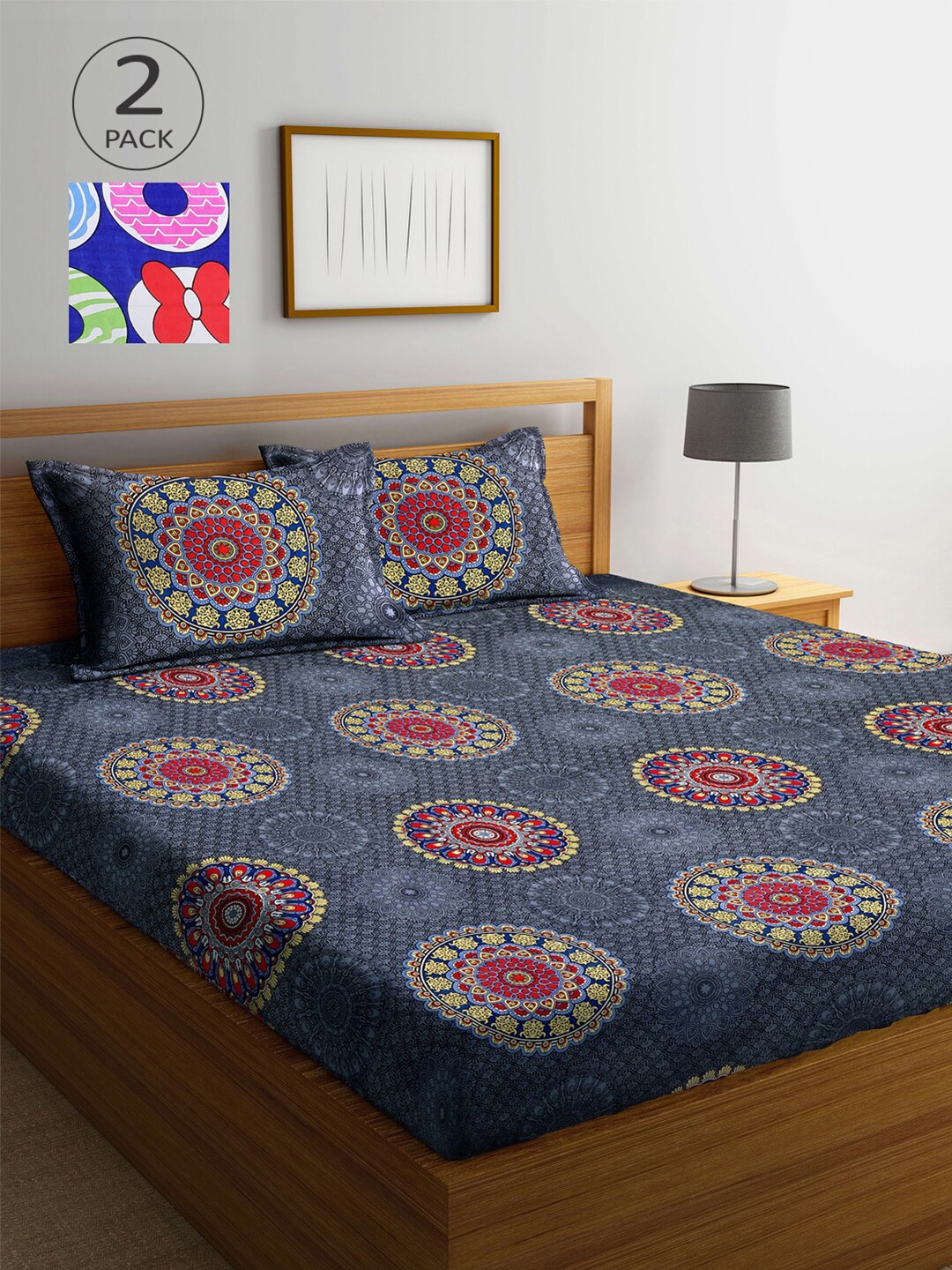 Arrabi Multicoloured Ethnic Motifs 300 TC 2 King Bedsheet with 4 Pillow Covers, Multi
Arrabi Multicoloured Ethnic Motifs 300 TC 2 King Bedsheet with 4 Pillow Covers, Multi