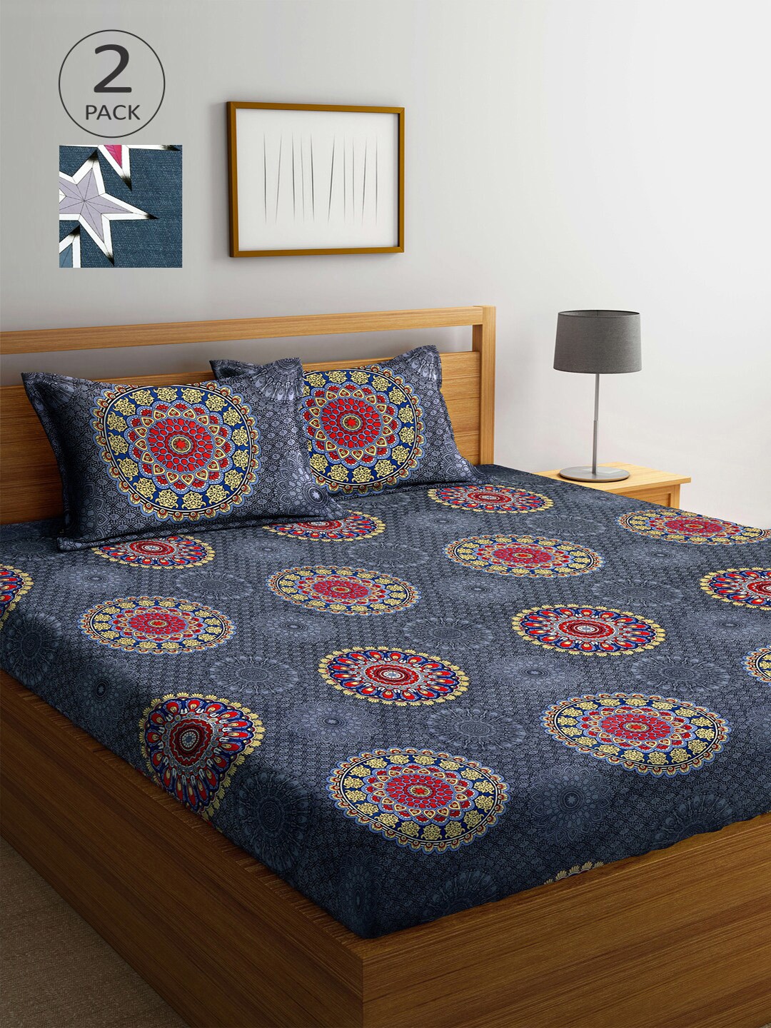 Arrabi Multicoloured Ethnic Motifs 300 TC 2 King Bedsheet with 4 Pillow Covers, Multi
Arrabi Multicoloured Ethnic Motifs 300 TC 2 King Bedsheet with 4 Pillow Covers, Multi