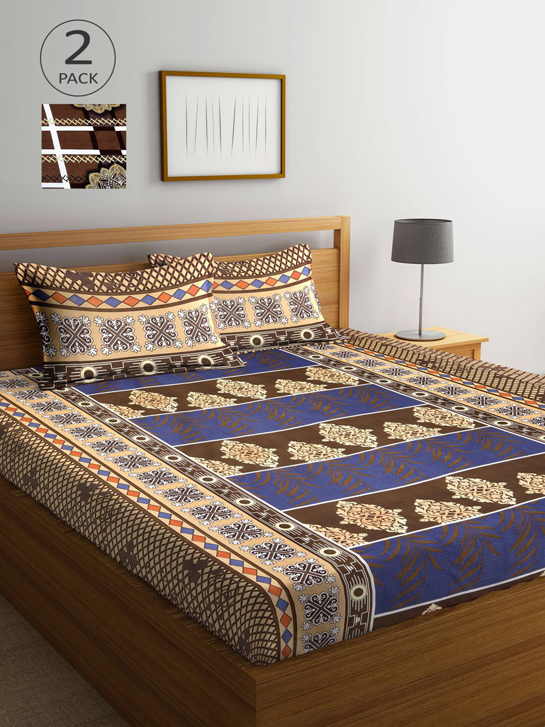 Arrabi Multicoloured Ethnic Motifs 300 TC 2 King Bedsheet with 4 Pillow Covers, Multi
Arrabi Multicoloured Ethnic Motifs 300 TC 2 King Bedsheet with 4 Pillow Covers, Multi