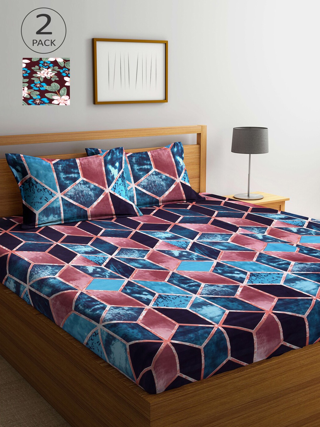 Arrabi Multicoloured Floral 300 TC 2 King-Size Bedsheets with 4 Pillow Covers, Multi
Arrabi Multicoloured Floral 300 TC 2 King-Size Bedsheets with 4 Pillow Covers, Multi
