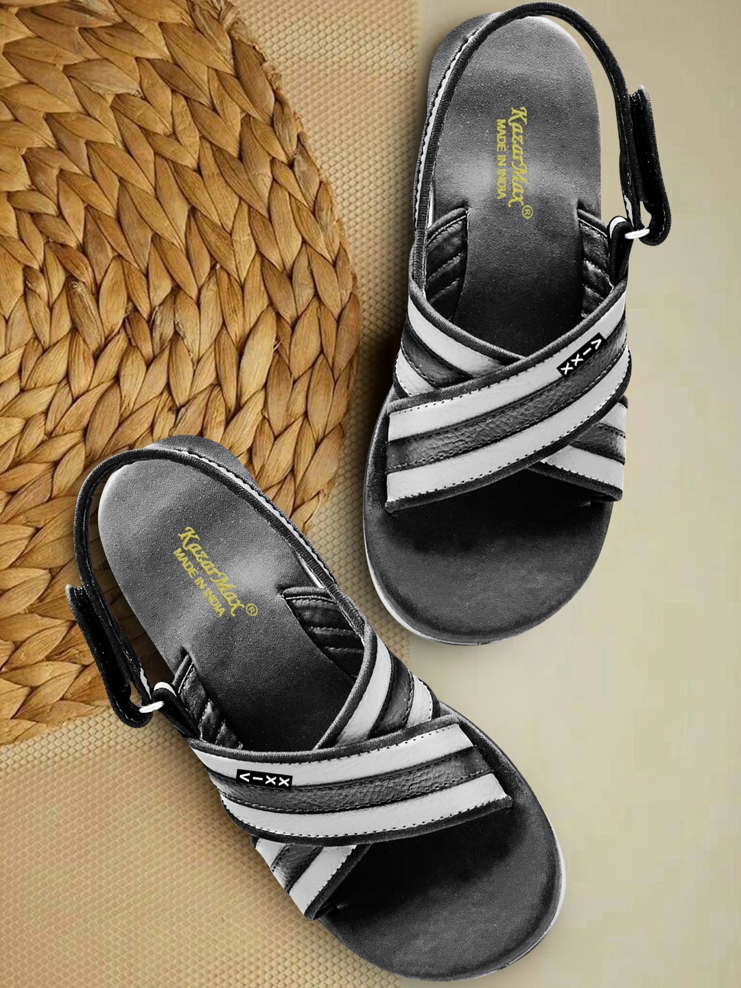 KazarMax Boys Grey & Black PU Comfort Sandals