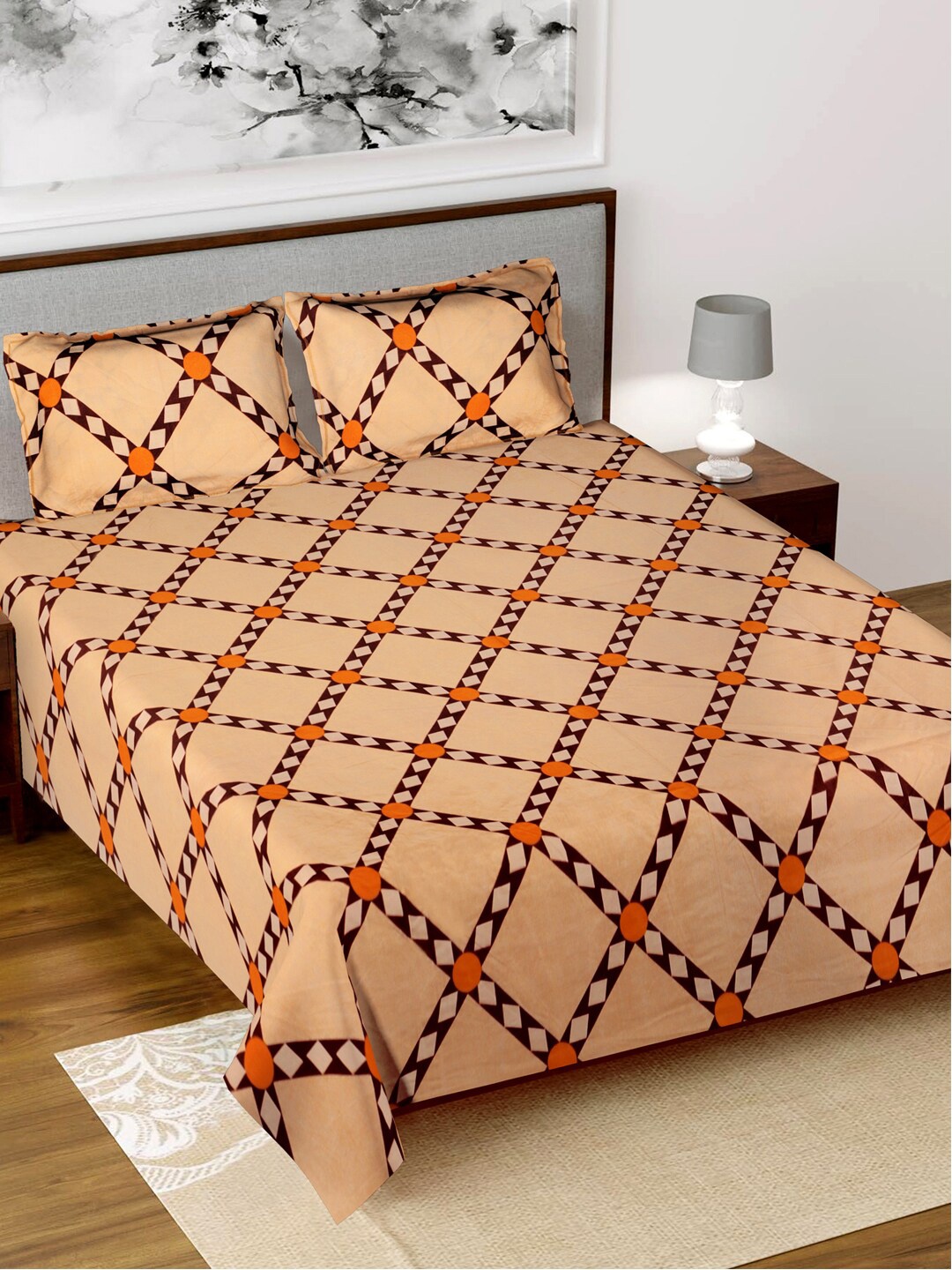 Kuber Industries Beige & Red Geometric 160 TC King Bedsheet with 2 Pillow Covers
Kuber Industries Beige & Red Geometric 160 TC King Bedsheet with 2 Pillow Covers