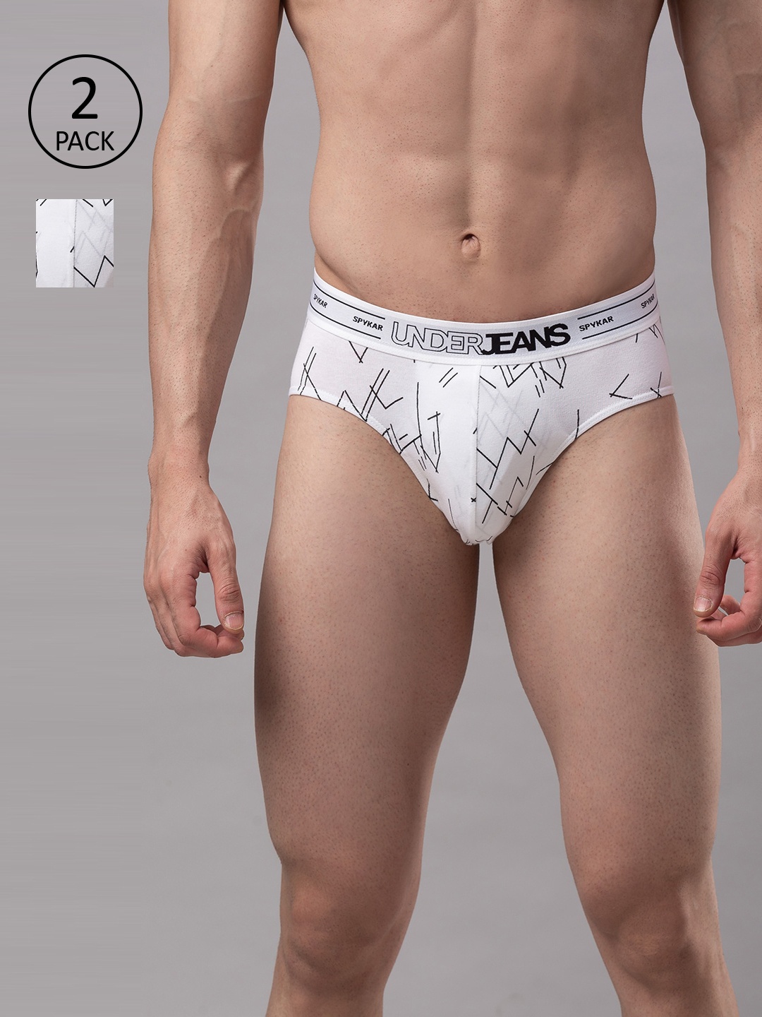 UnderJeans by Spykar Men Pack Of 2 White & Black Printed Basic Briefs UJMBRPBC031White
UnderJeans by Spykar Men Pack Of 2 White & Black Printed Basic Briefs UJMBRPBC031White