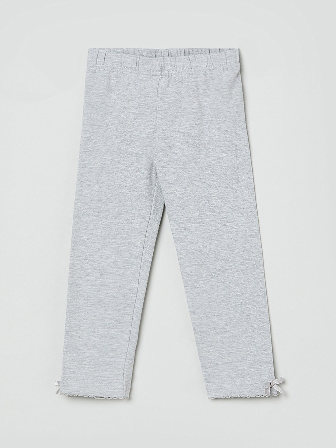 max Girls Grey Solid Ankle-Length Leggings