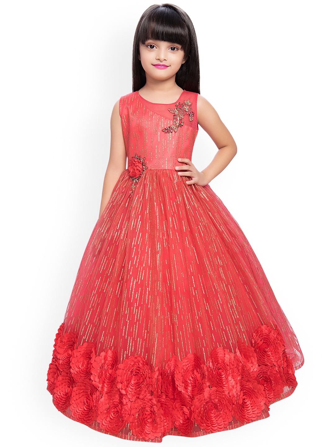 BETTY Red Floral Lace Maxi Dress