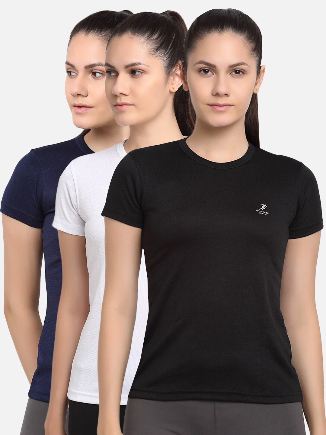 ARMISTO Women Pack of 3 Multicoloured Dri-FIT Anti-Microbial Slim Fit Gym T-shirts, Black
ARMISTO Women Pack of 3 Multicoloured Dri-FIT Anti-Microbial Slim Fit Gym T-shirts, Black