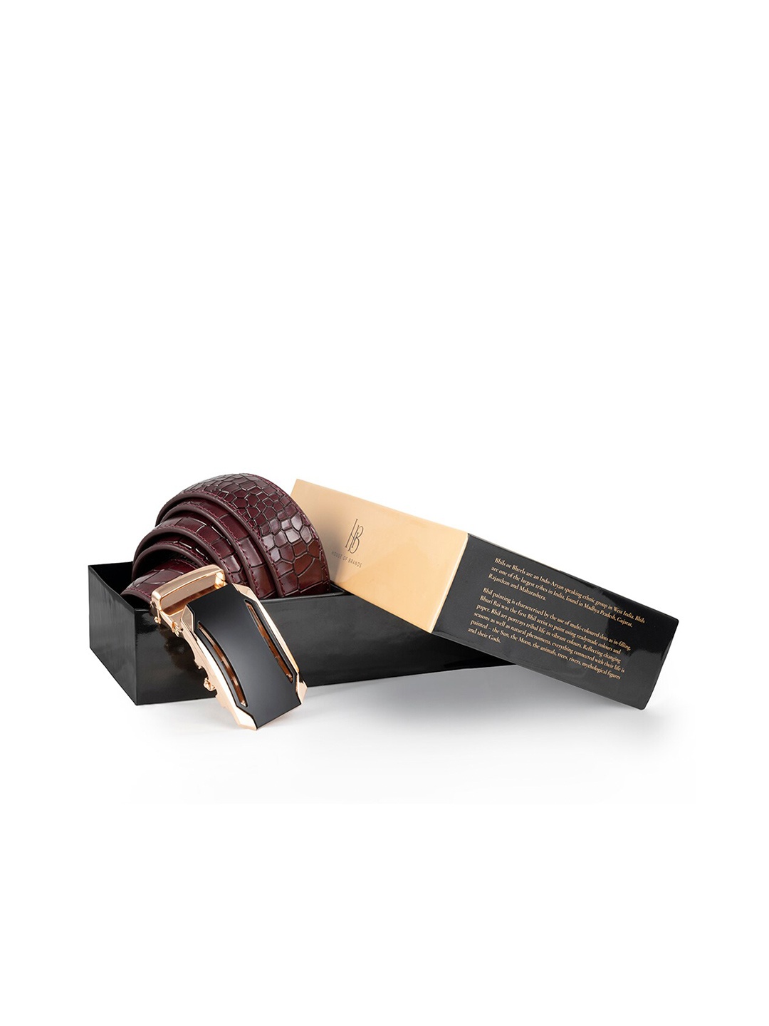 BANGE Men Red Textured Leather Formal Belt