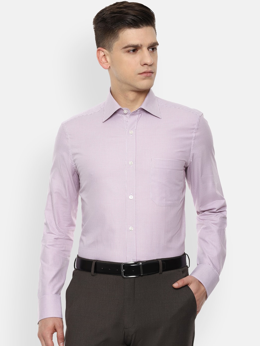 Louis Philippe Men Pink & White Micro Checks Opaque Checked Pure Cotton Formal Shirt
Louis Philippe Men Pink & White Micro Checks Opaque Checked Pure Cotton Formal Shirt