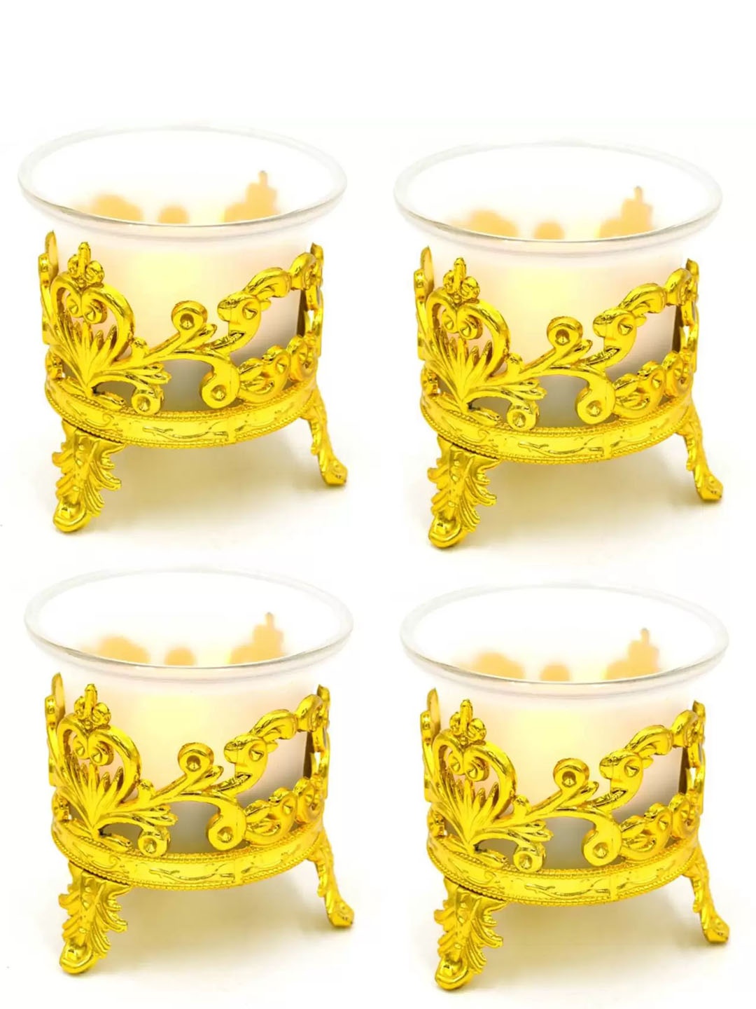 TIED RIBBONS Set Of 4 Yellow & Transparent Self-Design Diwali Decoration Tealight Candle Holder Stand With Candles
TIED RIBBONS Set Of 4 Yellow & Transparent Self-Design Diwali Decoration Tealight Candle Holder Stand With Candles
