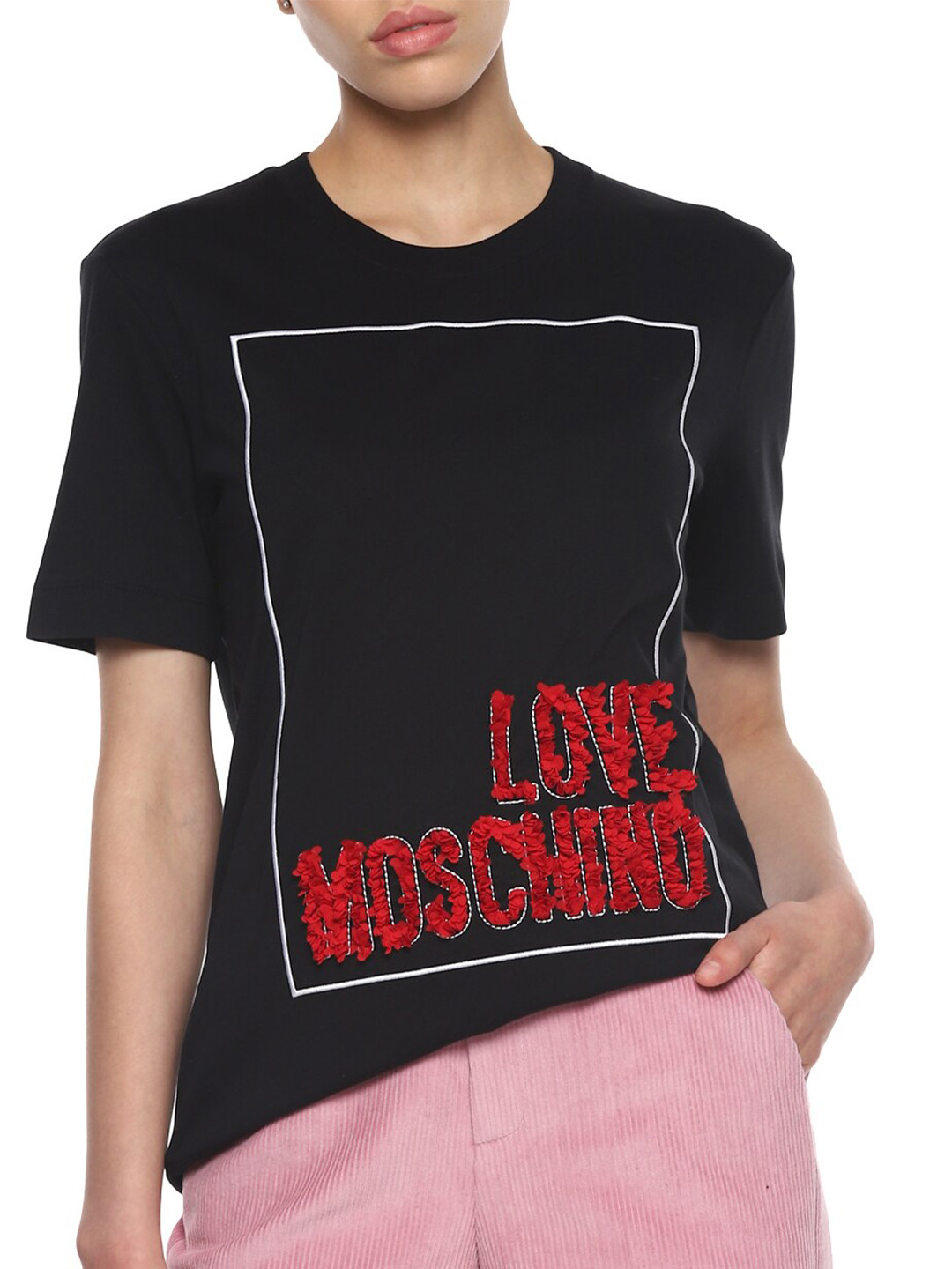 LOVE MOSCHINO Women Black & Red Typography Printed Cotton T-shirt
LOVE MOSCHINO Women Black & Red Typography Printed Cotton T-shirt